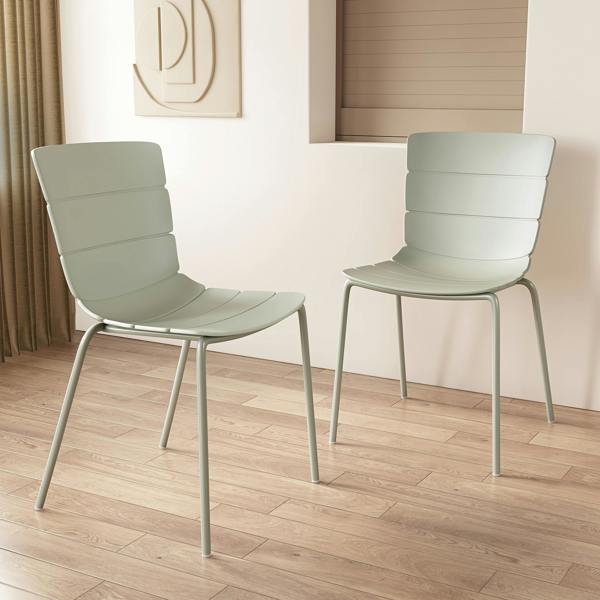 Core Products Pair of Bali Modern Dining Chairs, Contoured & Ribbed Seats