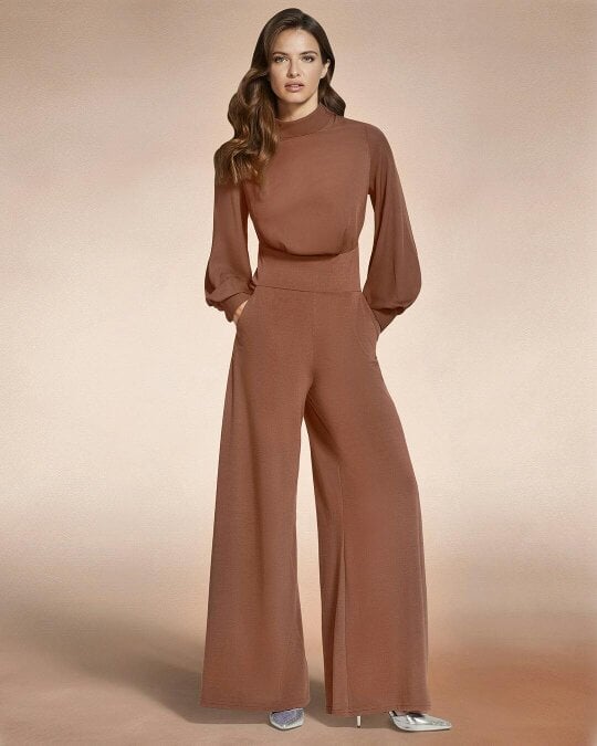 HotSquash Wide Leg Jumpsuit with Blouson Sleeve
