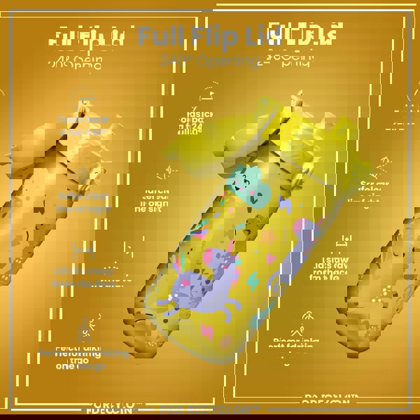 ION8 Leak Proof Kids Water Bottle, Recyclon, Yellow Unicorns, 350ml (12oz)