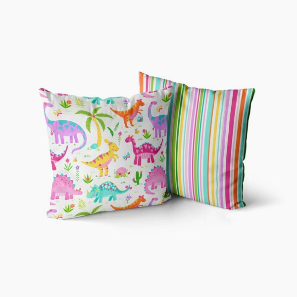 Happy Linen Company Daisy Dinosaur Cushion Covers