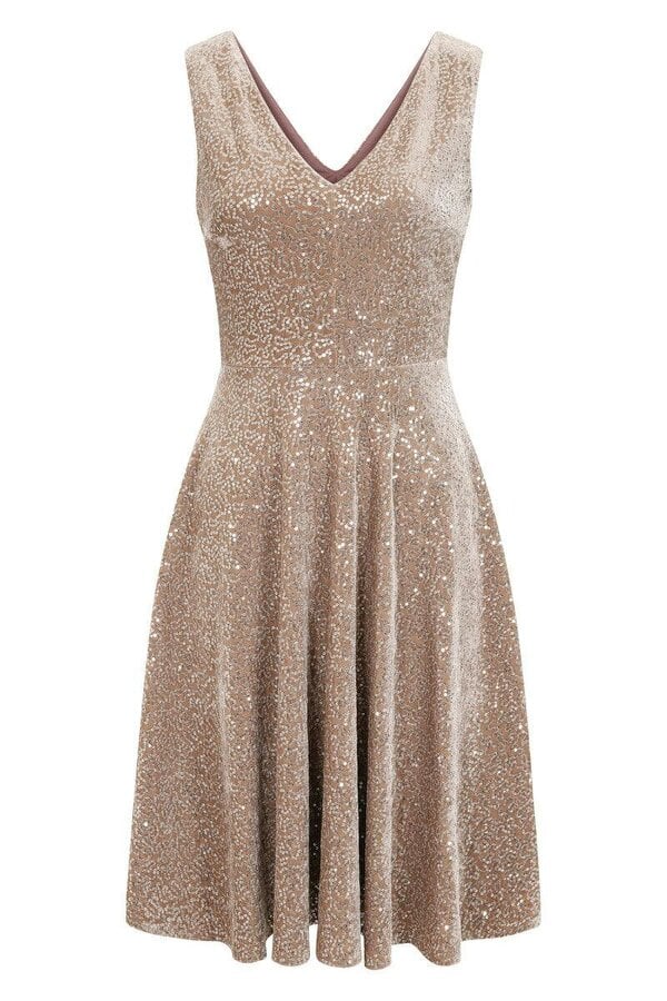 HotSquash Velvet V Neck Fit N Flare Dress