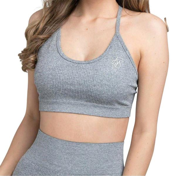SikSilk Womens/Ladies Ribbed Sports Bra - Grey - 