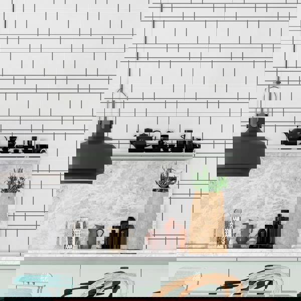 Insta Kitchen Original Brilliant White Glossy 3D Tile Stickers 30.5 x 15.4cm  (12 x 6 in) - 12 pcs in a pack