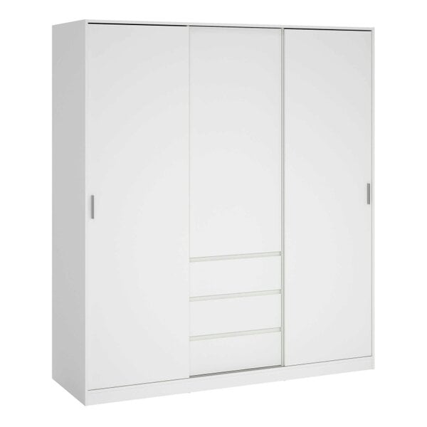 Wyld Haus Budapest White Wooden Wardrobe 3 Doors 3 Drawers