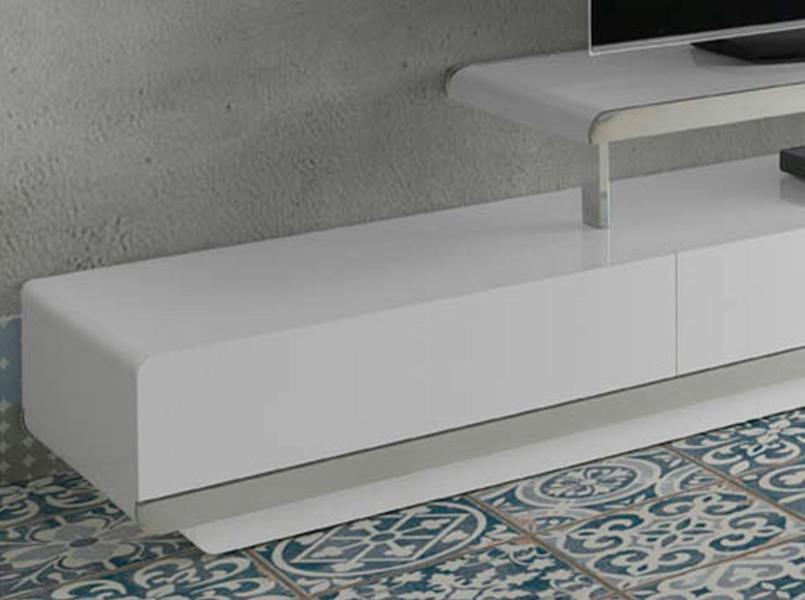 Angel Cerdá White Wooden TV Stand With Chromed Steel BASE and Chromed Steel BASE 3042