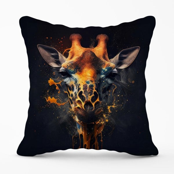 Warren Reed Golden Giraffe Face Splashart Cushions