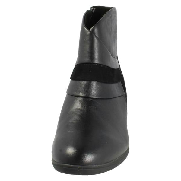 Clarks Ladies Clarks Block Heel Leather Ankle Boots Shaya Sky