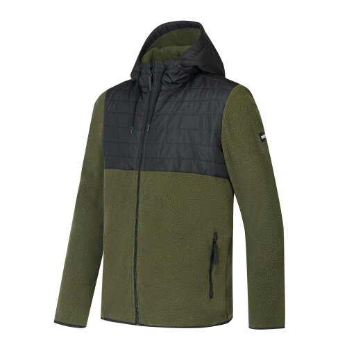Regatta Mens Frankie Two Tone Borg Fleece Hybrid Jacket - Dark Khaki/Black