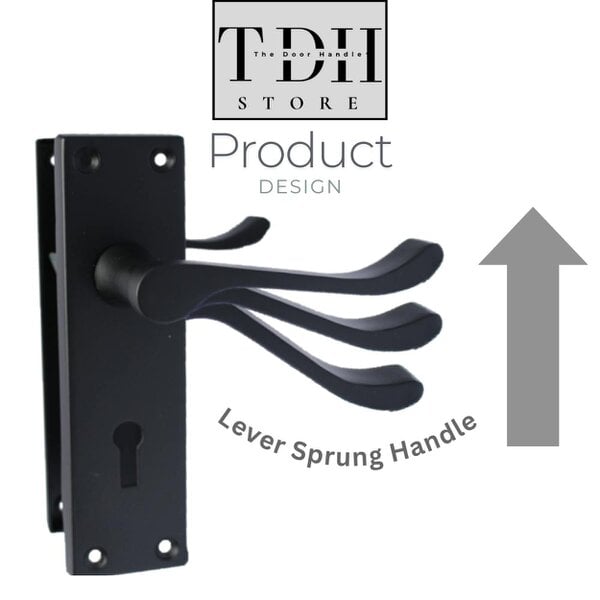EDH Door Hardware Matt Black Victorian Scroll Door Handles – Handle Only, Handle + Lock or Lock Only – 150mm x 43mm