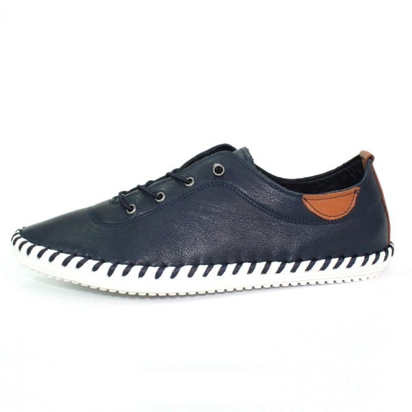 Lunar Women's St Ives Leather Plimsolls - Navy