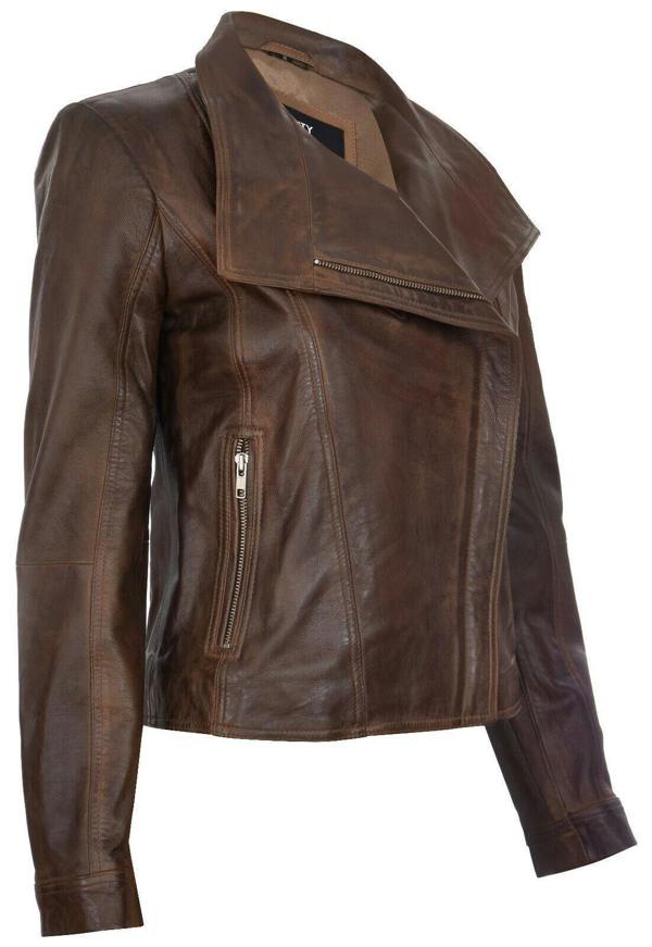Infinity Leather Womens Leather Shawl Wrap Biker Jacket - Riga
