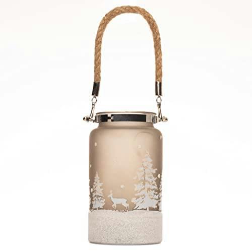 16cm Christmas Decorated Jar Table Forest Scene Lantern with Warm White LED Light image 5