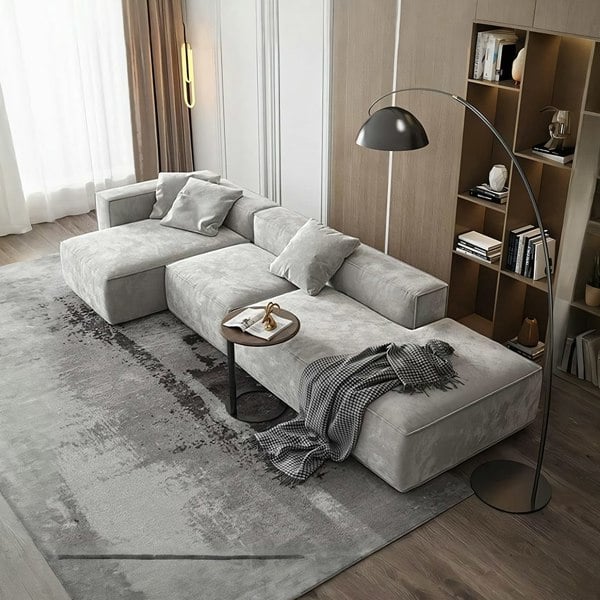 Yetta Three Seater, Four Seater Sofa, Corner Sofa, Grey Velvet-Weilai Concept-Weilai Concept