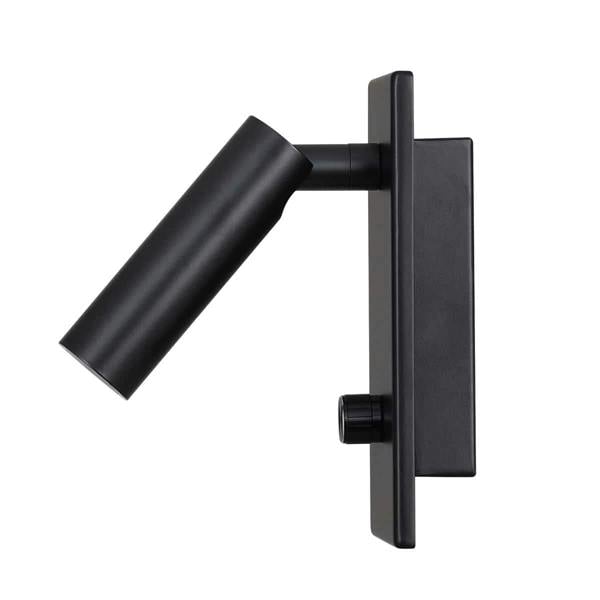 black dimmable reading light side view image of the product