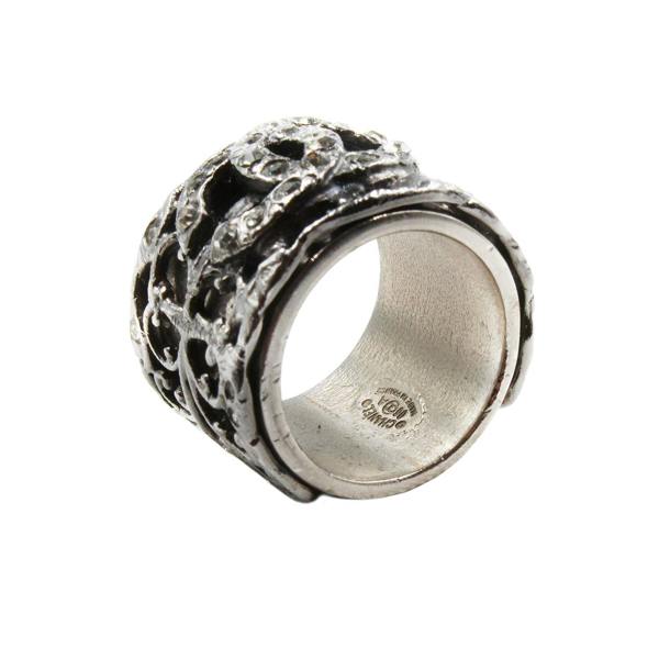 Chanel CC ring gunmetal and crystal