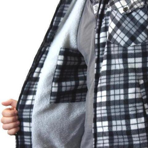 Game Richmond shirt opened to reveal warm sherpa fleece lining and inner pocket, designed to provide insulation and storage on cold days