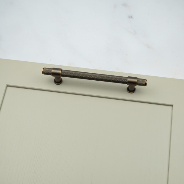 Handle & Home Antique Brass Knurled Handles with Clasp Detailing