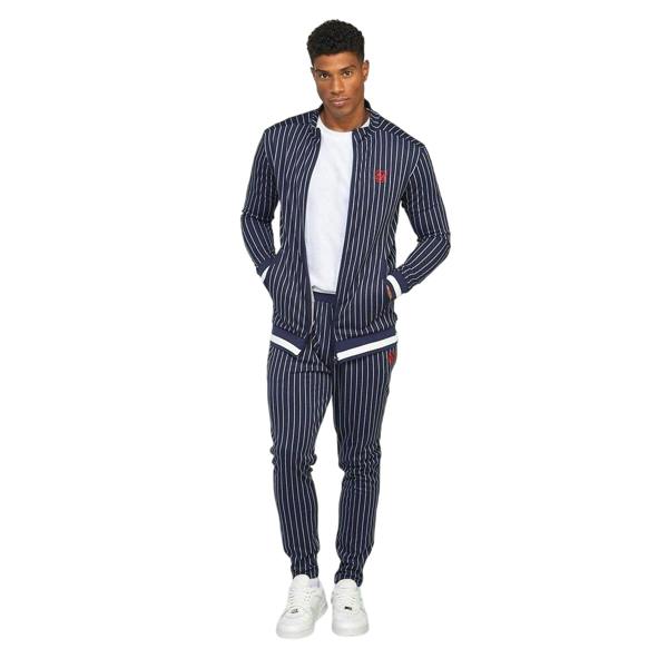 SikSilk Mens Mock Neck Raglan Long-Sleeved Athletic Track Top - Navy - 