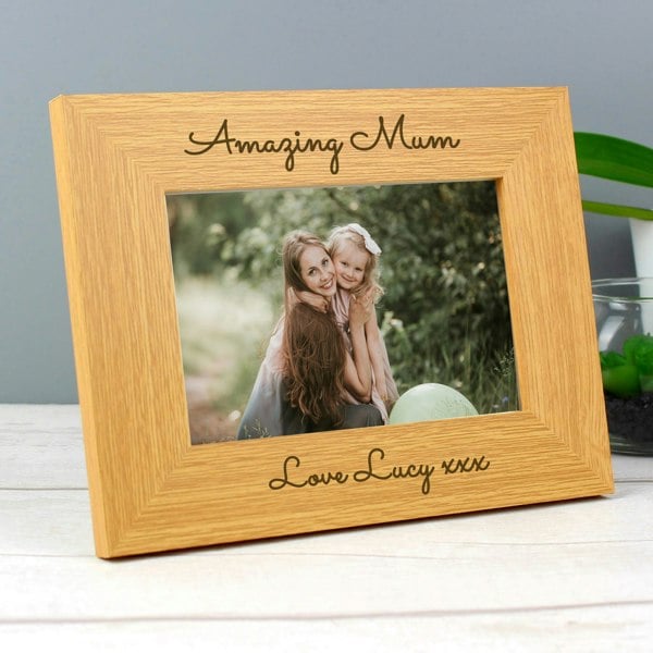 Personalised Memento Company Personalised Free Text 6x4 Wooden Photo Frame