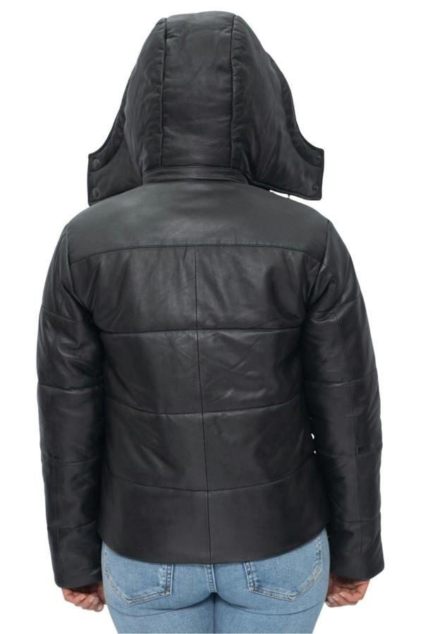 Infinity Leather Womens Puffer Leather Bomber Jacket-Ajax