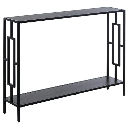 Wyld Haus Comi 106cm Metal And Wooden Grey And Black Narrow Industrial Console Table With Bottom Shelf