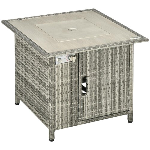 Wyld Haus Hara Luri Grey Rattan Square Outdoor Gas Fire Pit Table