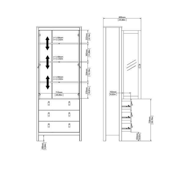 Wyld Haus Wildberry Cashmere China Cabinet 2 Glass Doors 3 Drawers