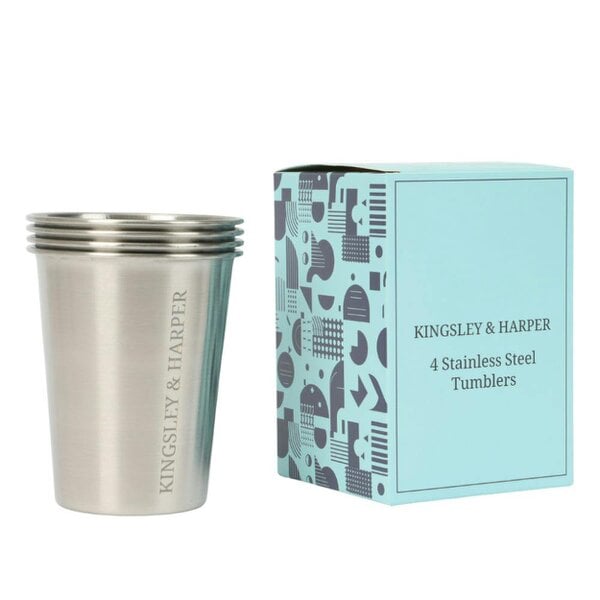 Stainless Steel Cups Set of 4 300ml - 304 Food-Grade Rust-Free BPA-Free Eco-Friendly Tumblers for Cold Drinks Lightweight Reusable Drinkware Washable