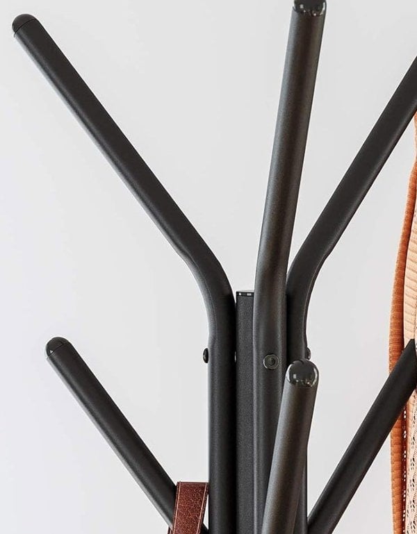 Modcraft Industrial Coat Rack Stand with 2 Shelves – Freestanding Hall Tree with 6 Hooks