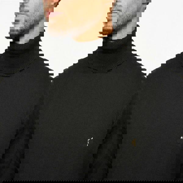 Gabicci V55GK09 Mens Ricardo Long Sleeve Plain Knitted Roll Neck Gabicci Vintage - BLACK