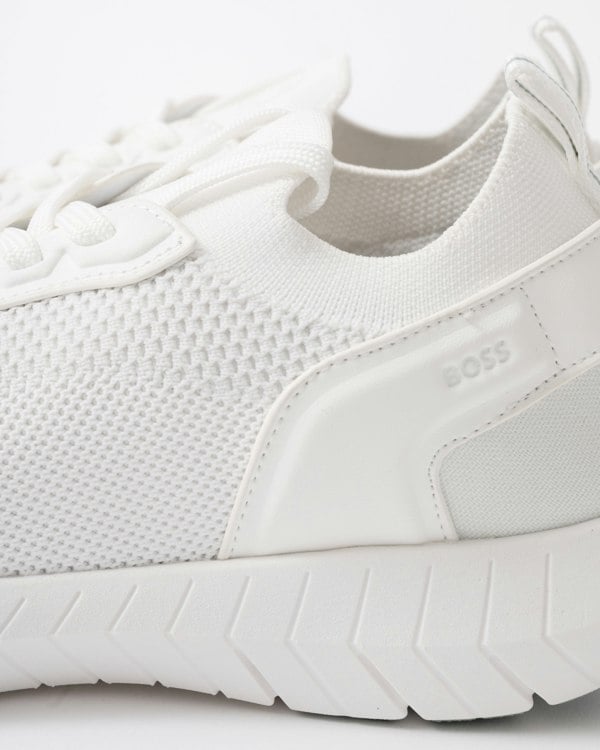 BOSS Orange Motion Mens Sock Trainers With Knitted Uppers - Open White 121 detail