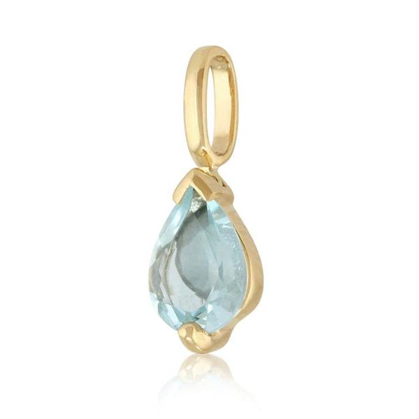 22450-22556 Classic Pear Aquamarine Single Stone Stud Earrings & Pendant Set in 9ct Gold 5