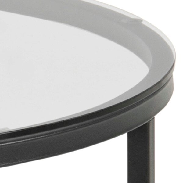 Wyld Haus Oakfern Round Black Metal Side Table Grey Glass Top