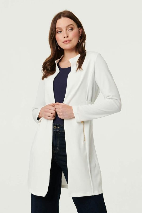 White | Open Front Longline Coatigan
