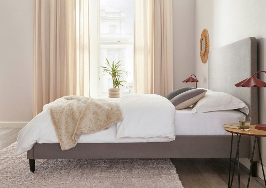 DS Living Novara Grey Upholstered Panel Bed Frame