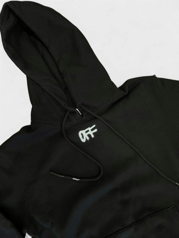 Off - White Zurich Slim Spray Hoodie Black White - Supplied FashionOff - White