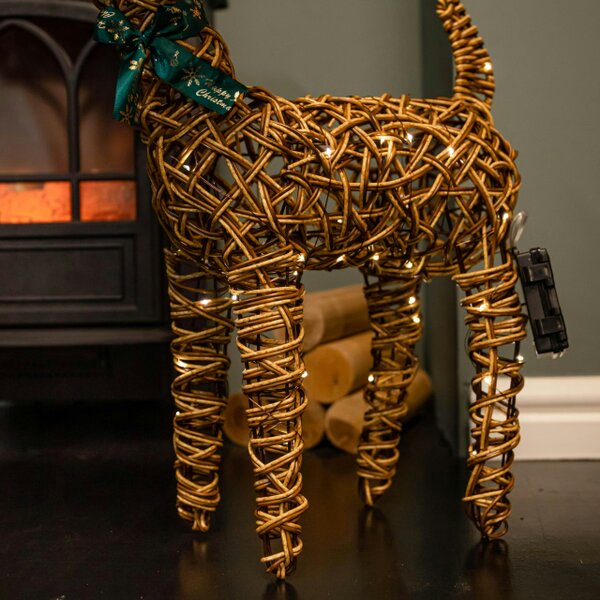 Samuel Alexander 67cm Battery Operated Light up Brown Christmas Reindeer with Red Nose & 80 Warm White LEDs