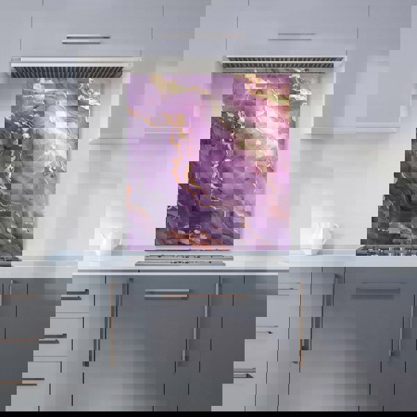 Warren Reed - Designer Purple And Gold Marble Effect Kitchen Splashback