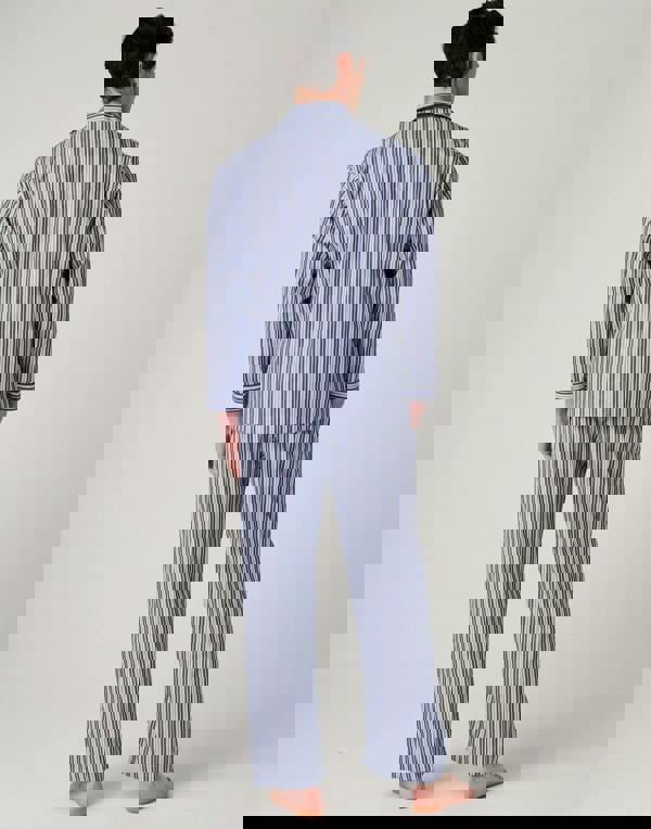 British Boxers Men's Crisp Cotton Pyjama Set – Navy Spark Stripe