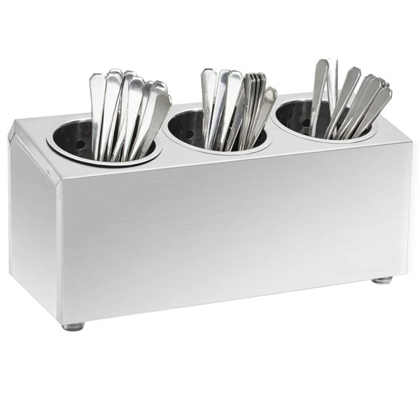 Berkfield Cutlery Holder 3 Grids Rectangular Stainless Steel
