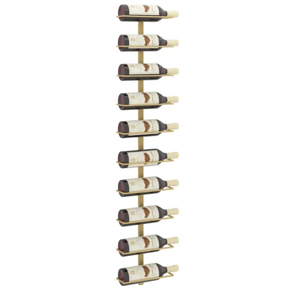 Berkfield Wall-mounted Wine Rack for 10 Bottles Gold Metal