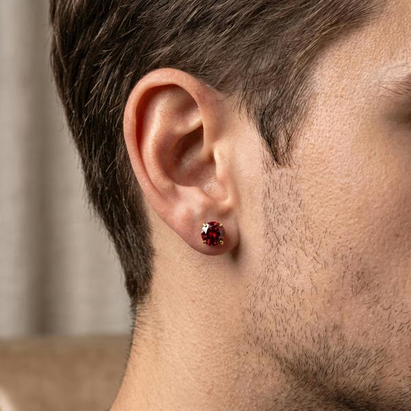 Spero London 9ct Gold Garnet Stud Earrings