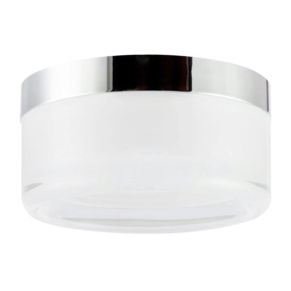 Designer Polished Chrome LED Bathroom Ceiling Light with Opal Glass Image 1