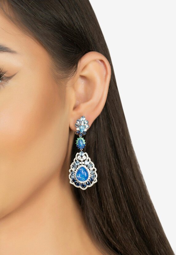 Latelita Mariana Blue Opal Drop Earrings Silver