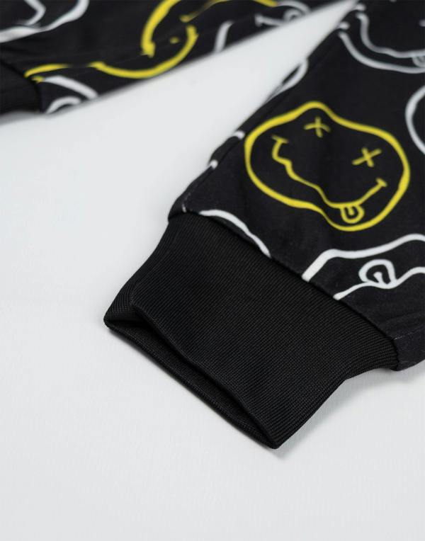 Vanilla Underground Nirvana Unisex Kids Black Logo Long Sleeve Long Leg Pyjama Set