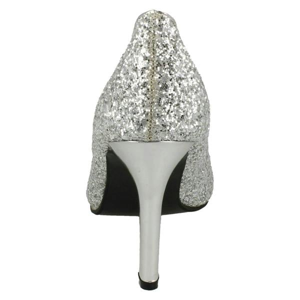 Anne Michelle Ladies Anne Michelle Pointed Toe Glittery Court Shoes