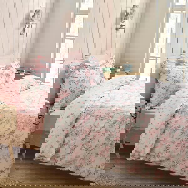 Catherine Lansfield Mirabelle Floral Reversible Duvet Cover Set Pink