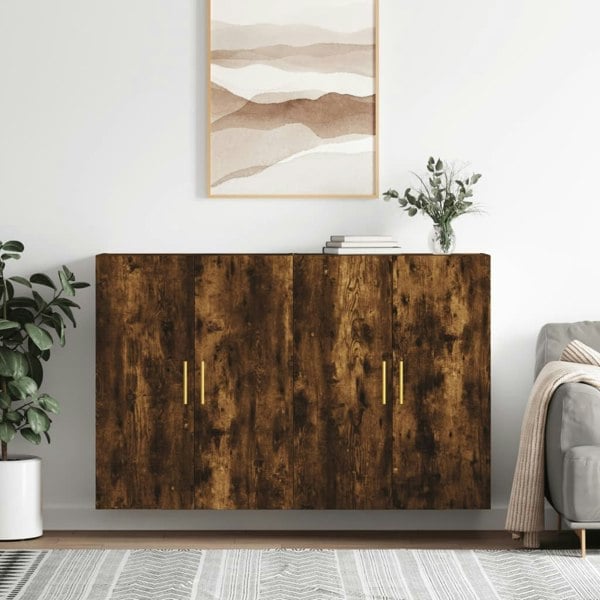 Berkfield Wall Mounted Cabinets 2 pcs Smoked Oak 69.5x34x90 cm