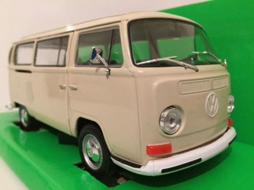 vw bus t2 1972 beige welly 22472be new 1:24 scale