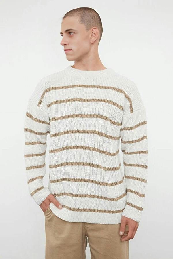 WOVCOR Crew Neck Striped Men's Sweater